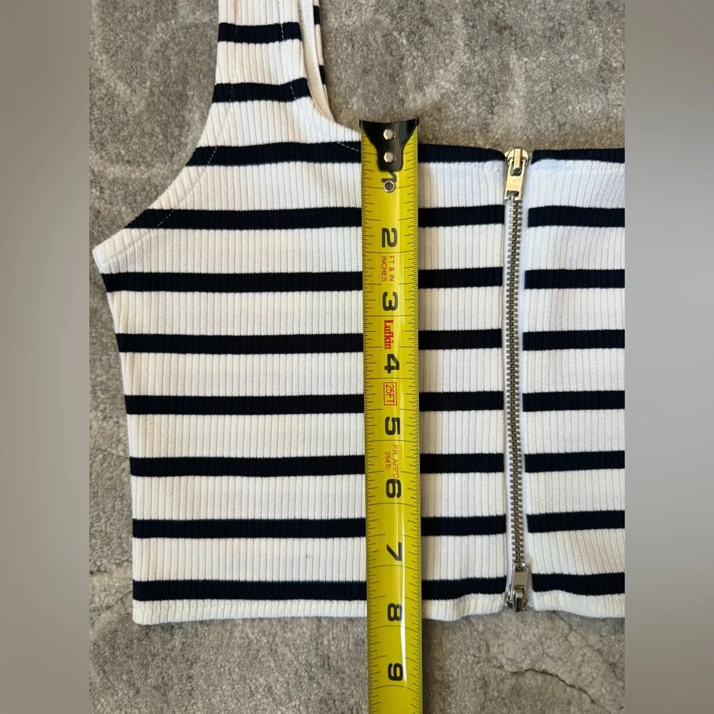 Zara Striped Zipper Crop Top - Picture 5 of 5